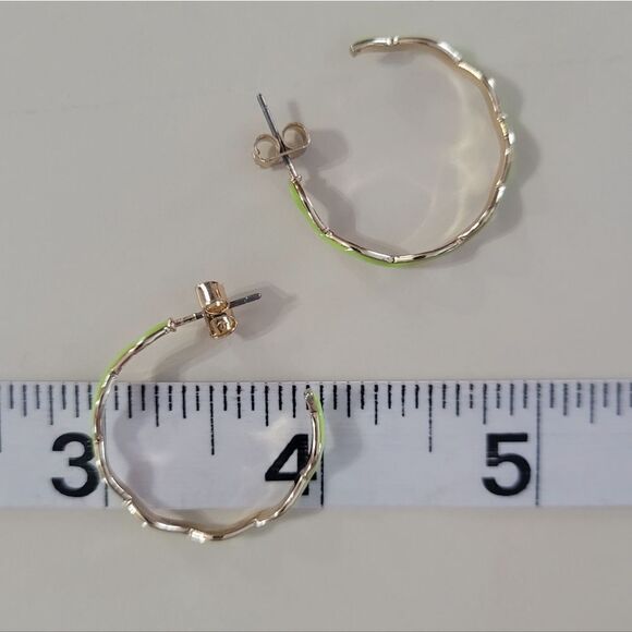 aerie Gold and Green Wavy Hoop Earrings - Picture 6 of 8